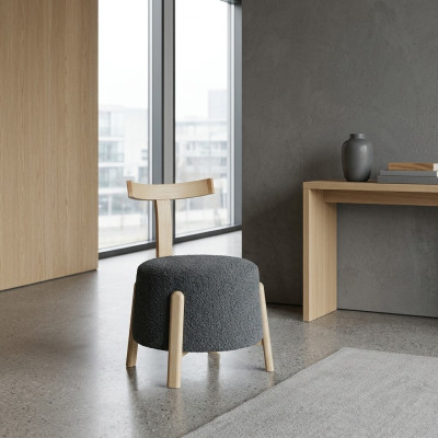 Chaise Salle à manger Chaise rembourrée Fauteuil Salon Siège en tissu Fauteuil Gris neuf Rond.