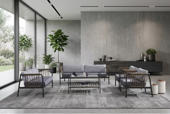 Canapé 3 places 2 places Luxe Trois places Fauteuil Design Ensemble de meubles 5 pièces Grijs neuf