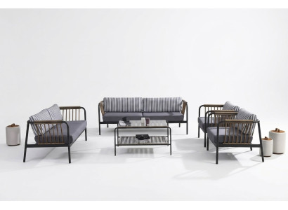 Canapé 3 places 2 places Luxe Trois places Fauteuil Design Ensemble de meubles 5 pièces Grijs neuf