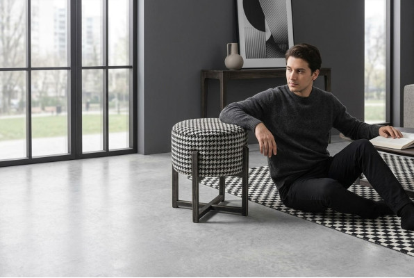 Tabouret rond, tabouret designer, tabouret moderne, repose-pieds, tabouret d'appoint, rembourrage