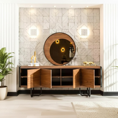 Buffet de luxe Miroir Console en bois Groupe de tiroirs Commodes Consoles