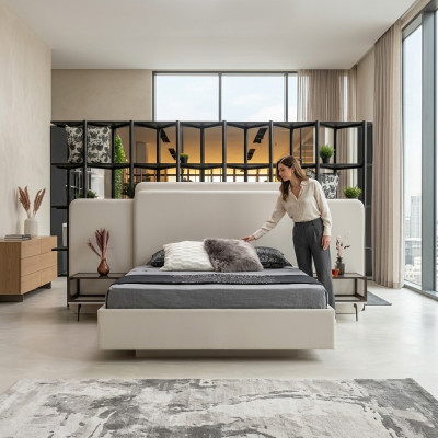 Lit de designer moderne impeccable pour votre chambre en blanc