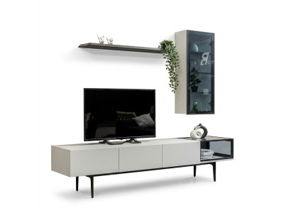 Une garde-robe télé incomparable et des étagères dans un style minimaliste
