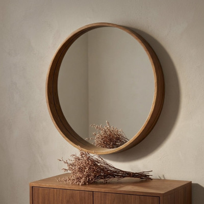 Miroir classique en bois Miroir mural Design marron Salon nouveau