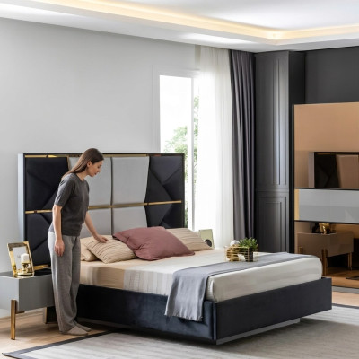Chambre à coucher de luxe Lit Lits doubles Conception Mobilier en bois Cadre de lit neuf