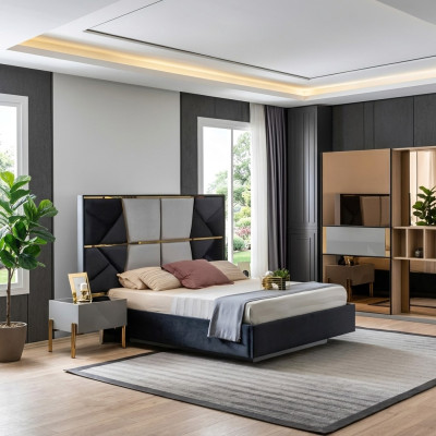 Chambre à coucher de luxe Lit Lits doubles Conception Mobilier en bois Cadre de lit neuf