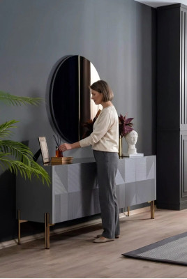 Ensemble MIROIR BUFFET style italien 2 pièces. Salle de séjour, commode en bois, armoire