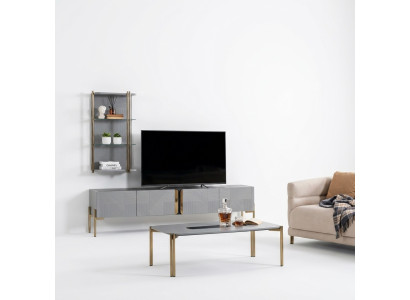 Incroyablement chic salon moderne de designer - commode TV en gris frêne