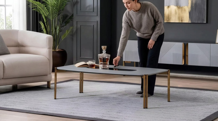 Table basse Table basse Salon Blanc Luxueux Tables basses Design Bois