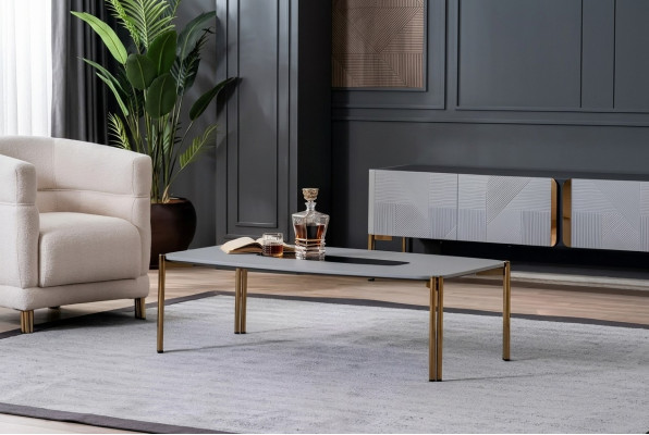 Table basse Table basse Salon Blanc Luxueux Tables basses Design Bois