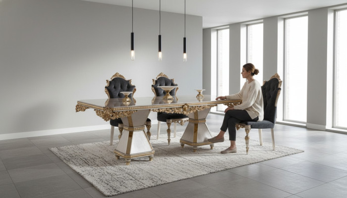 Ensemble de salle à manger français canapé 4x chaises salle à manger mobilier suite 5 pièces. ensemble