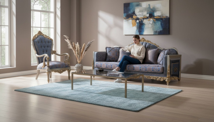 Canapé baroque Chesterfield 3 places + 1 Table basse Ensemble de canapés Meubles Rembourrage