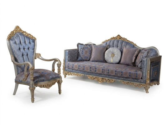 Canapé baroque Chesterfield 3 places + 1 Table basse Ensemble de canapés Meubles Rembourrage