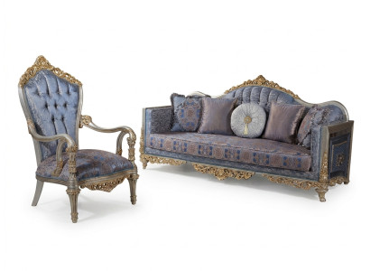 Canapé baroque Chesterfield 3 places + 1 Table basse Ensemble de canapés Meubles Rembourrage