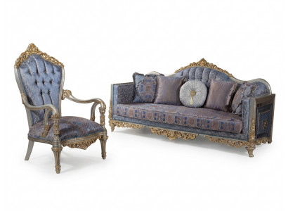 Canapé baroque Chesterfield 3 places + 1 Table basse Ensemble de canapés Meubles Rembourrage