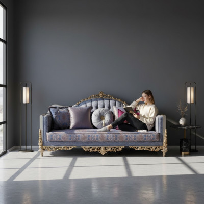 Canapé design 3 places Revêtement Luxe Classique Canapés en tissu Chesterfield