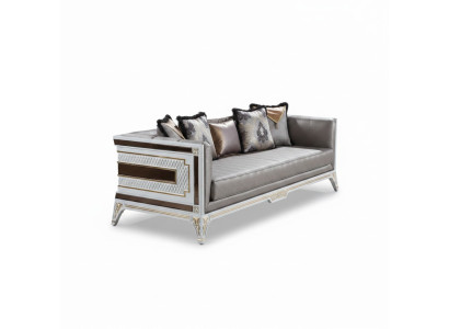 Canapé design moderne de luxe 3 places en bois Mobilier Tissu Gris neuf