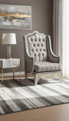 Fauteuil classique de luxe en tissu gris Design 1 place Rembourrage Siège unique Mobilier neuf