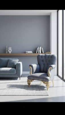 Un fabuleux fauteuil classique de couleur ciel pour votre salon