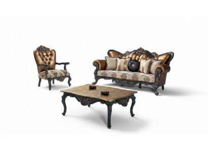 Meubles de style wilhelmien Ensemble de canapés classiques Chesterfield 3+1+ table