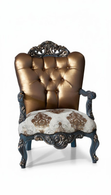 Fauteuil de design Chesterfield avec dossier doré pour salon