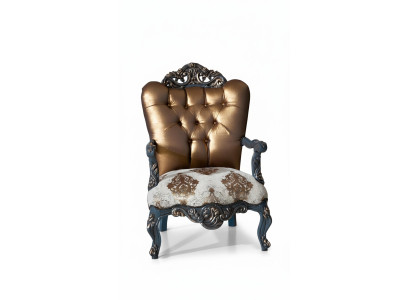 Fauteuil de design Chesterfield avec dossier doré pour salon
