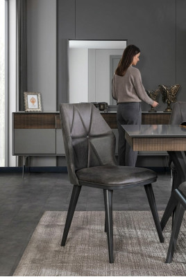 Chaise grise Chaises de salle à manger Designer Siège Chaise Fauteuil Textile Bois
