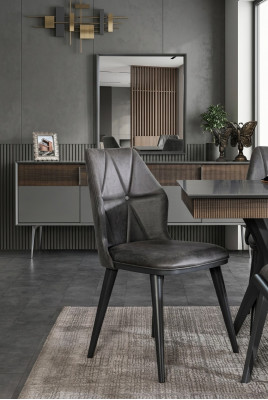 Chaise grise Chaises de salle à manger Designer Siège Chaise Fauteuil Textile Bois