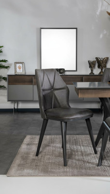 Chaise grise Chaises de salle à manger Designer Siège Chaise Fauteuil Textile Bois