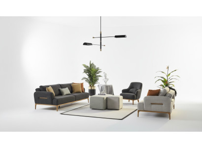 Ensemble de canapé 431 Siège 2x Tabouret Salon luxueux 5 pièces Sala living