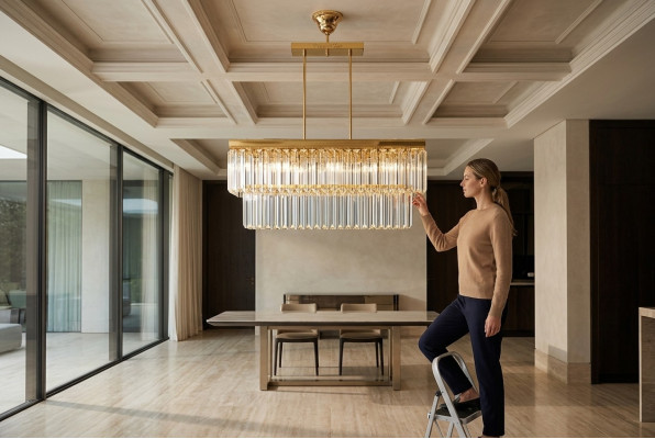 Lustre Luminaire Cristal Moderne Plafonnier de luxe Salon