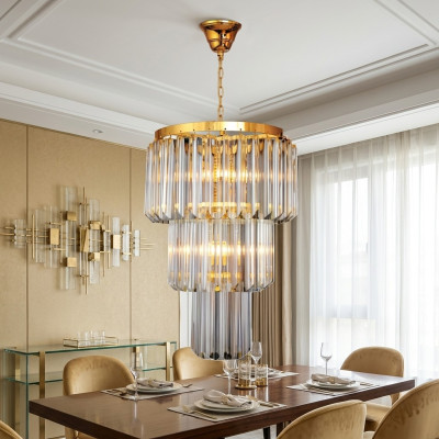 Lustre au plafond design luxueux en cristal doré pour un style moderne de salon