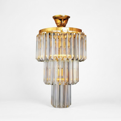 Lustre au plafond design luxueux en cristal doré pour un style moderne de salon