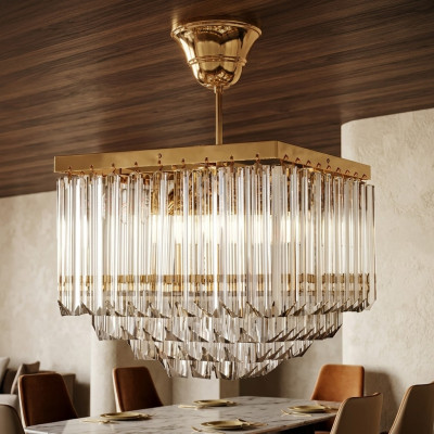 Salon Lustre Cristal de luxe Plafond moderne Nouveau style Or