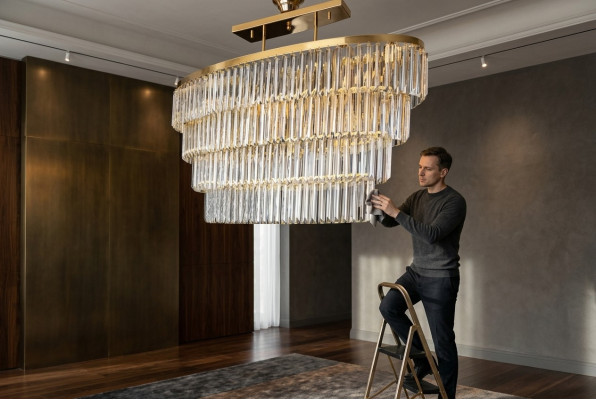 Lustre de plafond en cristal de luxe en or lustre de salon