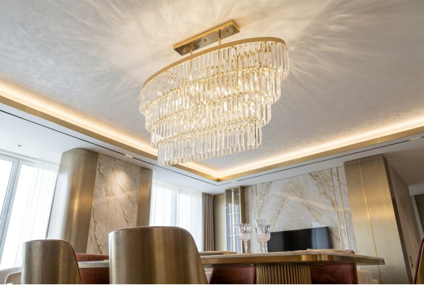 Lustre de plafond en cristal de luxe en or lustre de salon