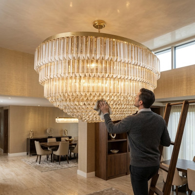 Lustre plafond nouvelle pièce luxueuse couleur or style moderne