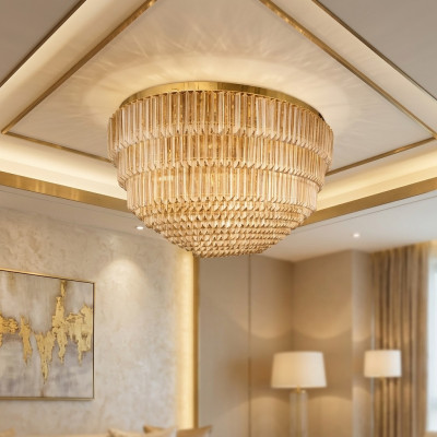 Lustre plafond nouvelle pièce luxueuse couleur or style moderne