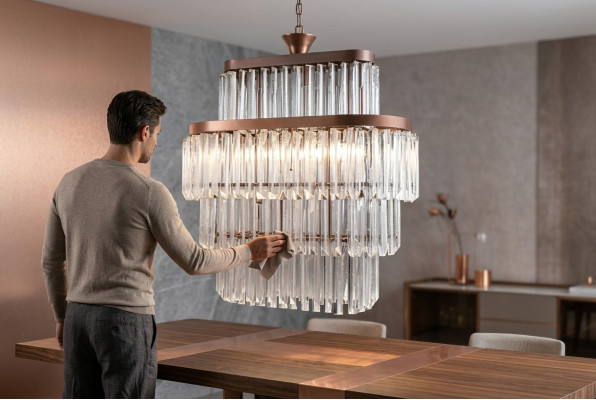 Lustre Salon Plafonds Design de Luxe Cristal Nouveau Gris Moderne