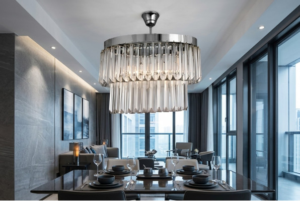 Salon Lustre Cristal Plafonnier neuf gris Moderne