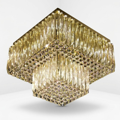 Lustre lampe de plafond salon or luxe éclairage cristal