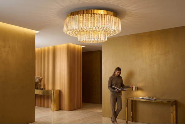 Lustre plafonnier de luxe lustre rond or lampes