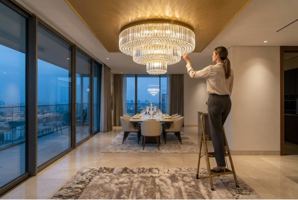 Lustre Salon Lampe suspendue Lumières Plafonnier Lustre en cristal