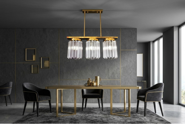 Moderne grand lustre en cristal doré suspendu au plafond pour le salon