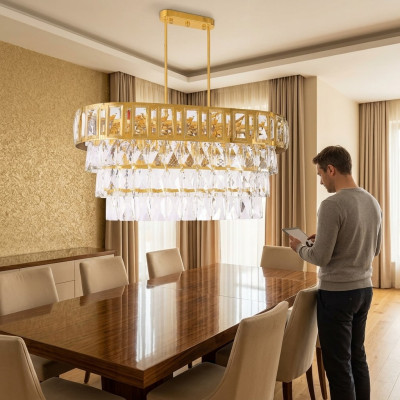 Lustre ovale Lampe de plafond Lampe Lustre Lustre de plafond en cristal