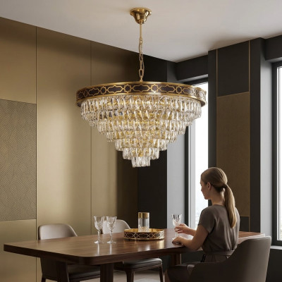 Plafonnier Lustre Rond Luminaire Lampe Or Plafonnier Lampes