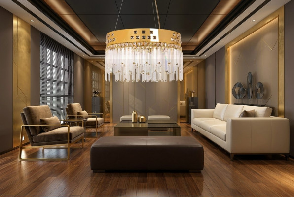 Beau lustre en laiton et cristal, nouveau lustre pour le salon, or de luxe