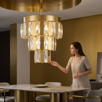 Lustre Salon télécommande nouvel or Chambre de luxe