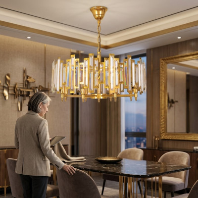 Lustre Lustre en cristal neuf Lampe or Salon de luxe