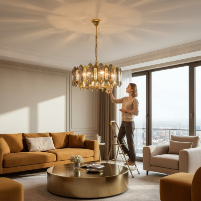 Luminaire Lampe Suspension Lampe Lampes Lumière en cristal Lustre Salon 60x80